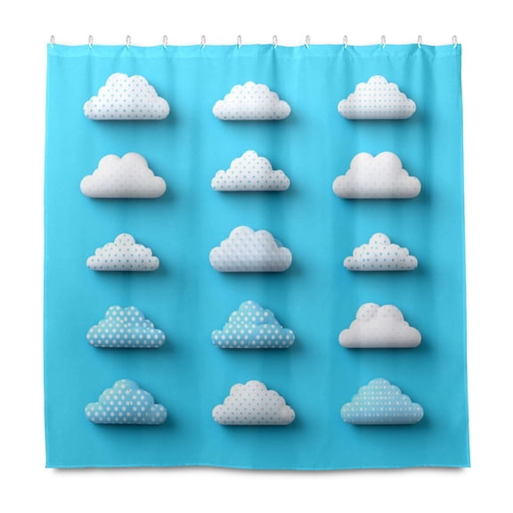 Polka Dot Clouds 72x72 Waterproof Shower Curtain Liners Durable Metal C-Hooks Fade-Proof Thermal Print Anti-Splash