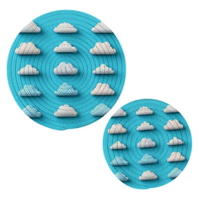 Polka Dot Clouds Trivets Potholders Cotton Braided Potholders Heat-Resistant Pads 7.09'' and 9.45''