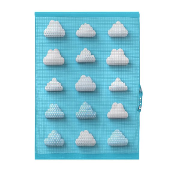 Polka Dot Clouds Door Curtain 25x40in Privacy Mesh with UV Protection Tie Back Rod Pockets