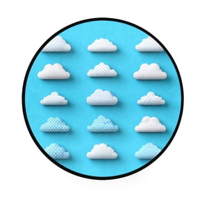 Polka Dot Clouds Memory Foam Bath Mat 36" Absorbent Rug with Non Slip Base and 4 Bonus Pads