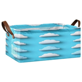 Polka Dot Clouds Open Home Storage Bins Foldable Metal Frame Shelf Baskets 16.9x11.4x7.7in Water-Resistant