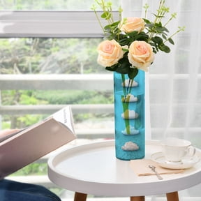 Polka Dot Clouds Plastic Vase 11.8'' x 3.9'' Transparent Non Breakable Decorative for Family