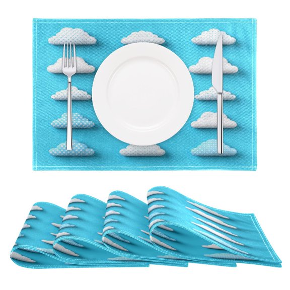 Polka Dot Clouds Reversible Placemat Non Slip Coffee Mat 18x12 Inch for Dining, Kitchen, Coffee