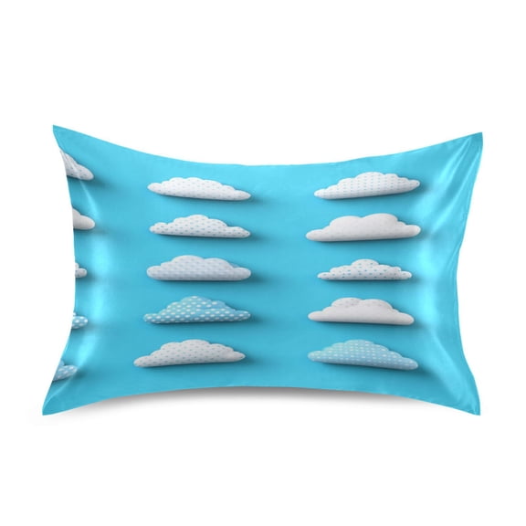 Polka Dot Clouds Satin Pillowcase 20''x26'' Double-Sided Print Soft Wrinkle Resistant