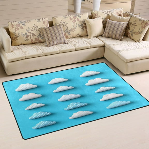 Polka Dot Clouds Soft Polyester Area Rug 31''x20'', Non Slip, Memory Foam, Water Absorbent