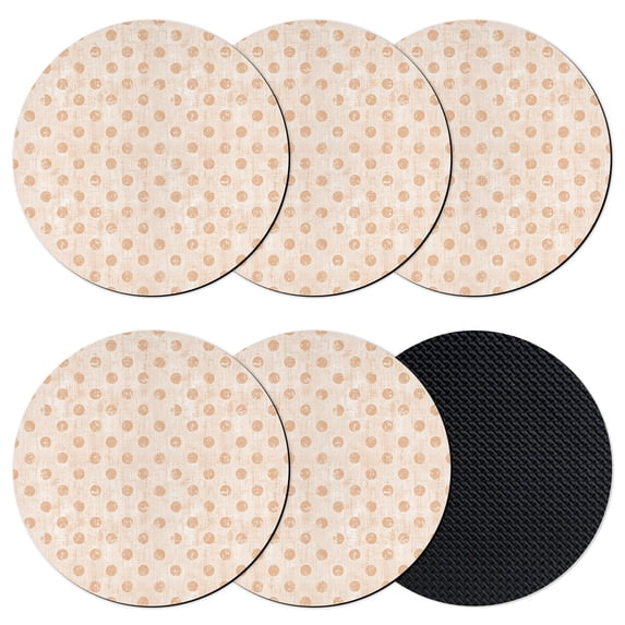 Polka Dot Coasters Set of 6, Absorbent Coasters for Drinks, Orange Modern Geometric Vintage Spots Coaster for Desk Coffee Table Protection, Home Decor House Warming Gifts 4"