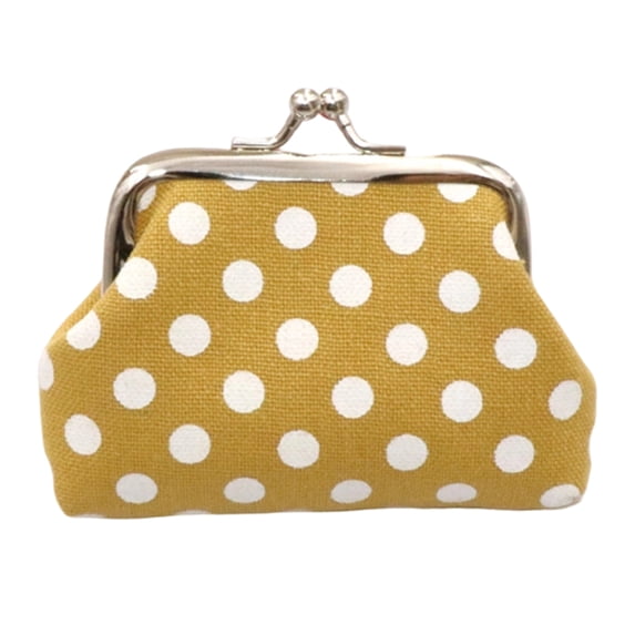 Polka Dot Coin Purse,Women Canvas Change Purse,Kiss Lock Closure Pouch for Cash Coins Cards Jewelry Earbuds