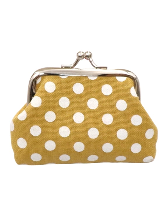 Polka Dot Coin Purse,Women Canvas Change Purse,Kiss Lock Closure Pouch for Cash Coins Cards Jewelry Earbuds