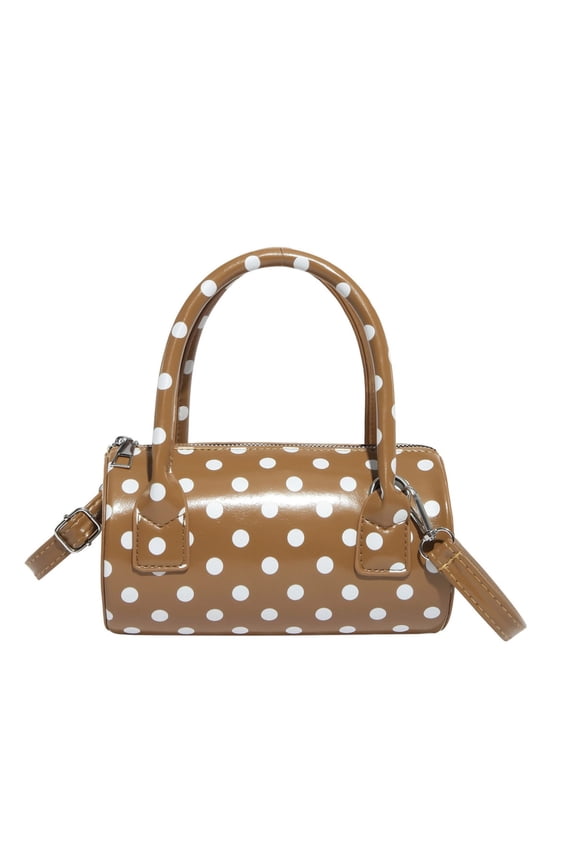 Polka Dot Crossbody Bags for Women Round Boston Bag Glossy Purses Women Satchel Handbag Cute Mini Bucket Bag Trendy