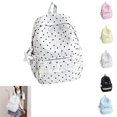 thumbnail image 1 of Polka Dot Cute Backpack Large Capacity Kawaii School Backpack Laptop Daypack Aesthetic Canvas Travel Bag with Lace Bow Plush Charm,Gray, 1 of 4