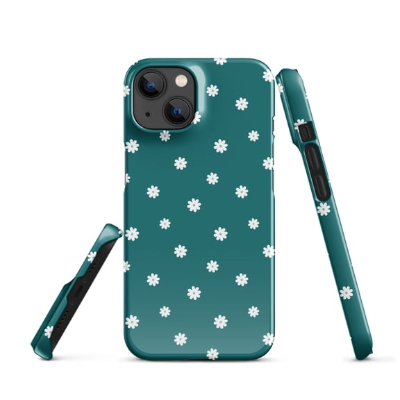 Polka Dot Daisy Cell Phone Case, Spring Teal Color Case, Snap case for iPhone® (iPhone 14)