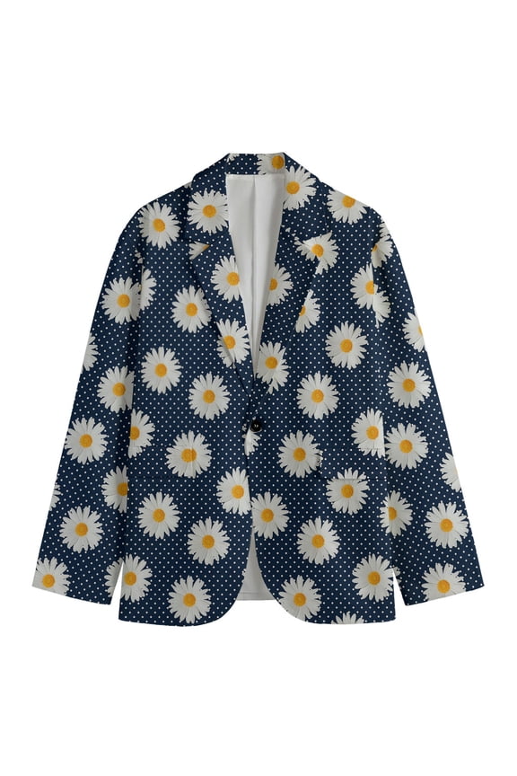 Polka Dot Daisy Floral Pattern Print Men'S Blazer, Floral Fun Novelty Blazer