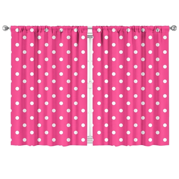 Polka Dot Design Kitchen Curtains Set - 42x63 Inch Minimalist Dots, Rod Pocket Short Curtains for Bathroom or Laundry Room