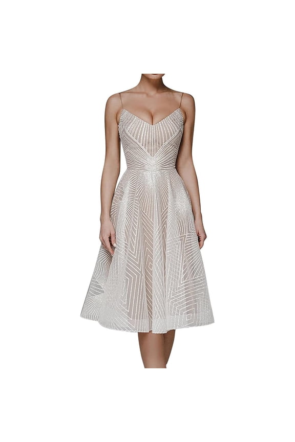 Polka Dot Dress For Women, Spaghetti Strap Prom Dress Sexy Embroidered Sequin Sheer Lace Backless Long Dress Wedding Guest Over 50 Nye Dress Women Black Funeral Dress (M, Complexion) ZMTing