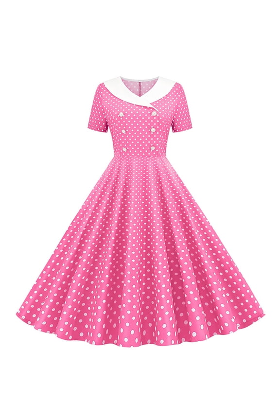Polka Dot Dresses for Women UK Vintage Floral Swing Skater Party Evening Dress 1950s Retro Dresses Rockabilly Floral Print Swing Evening Gown