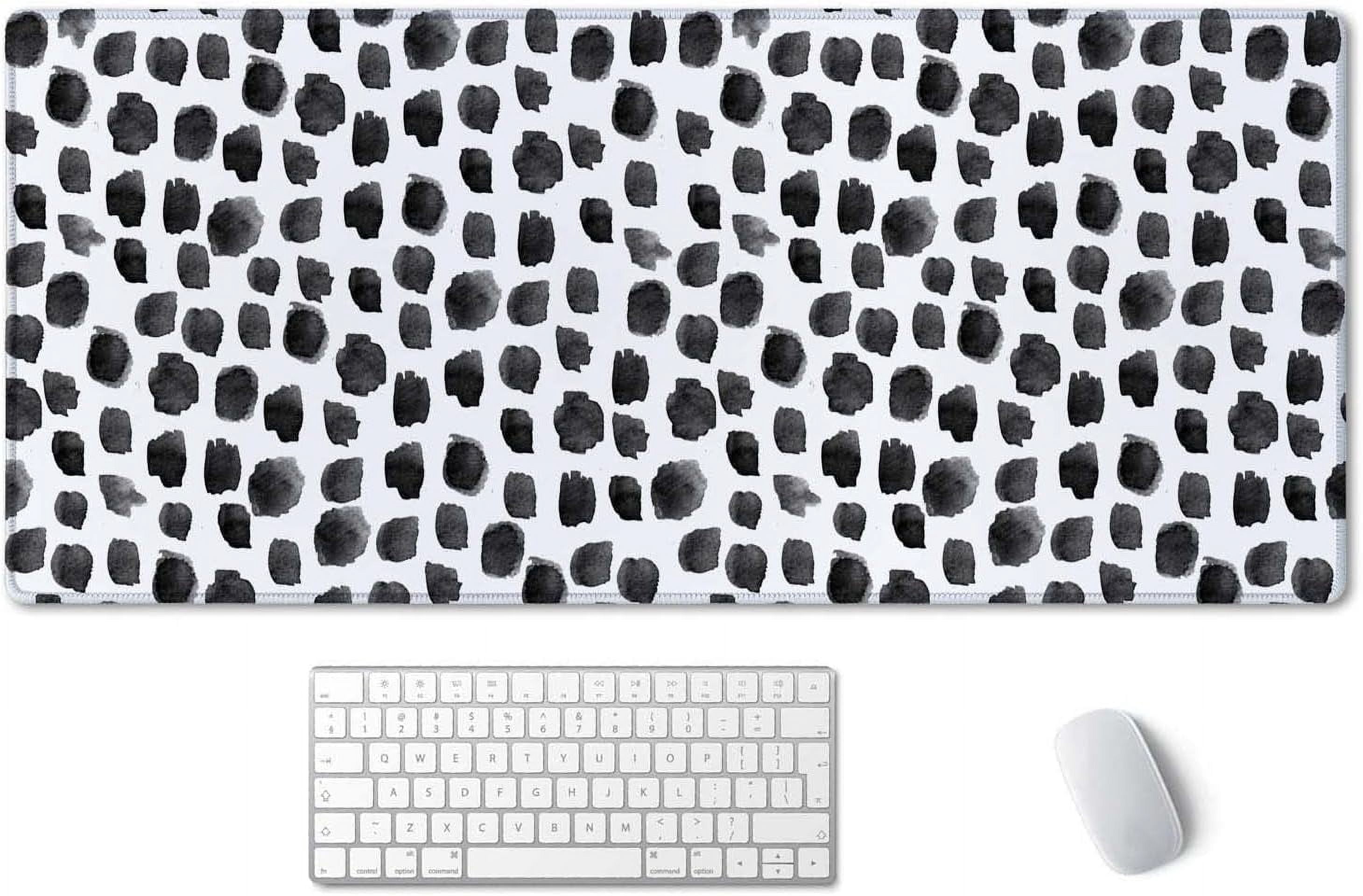Polka Dot Extended Gaming Mouse Pad Mat Large Desk Mat Non Slip Rubber Base Computer Desktop Laptop Keyboard Mouse Mat Stitched Edges, 35.5x15.7 in XXL Waterproof Mousepad for Work Game