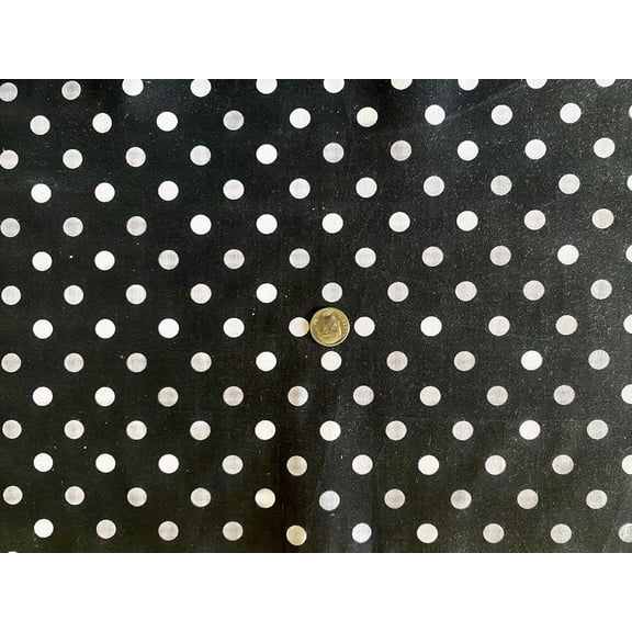 Polka Dot Fabric – Black & White | 58” Wide Polyester Fabric by the Yard – 1 Yard | Valentina Textile Inc.