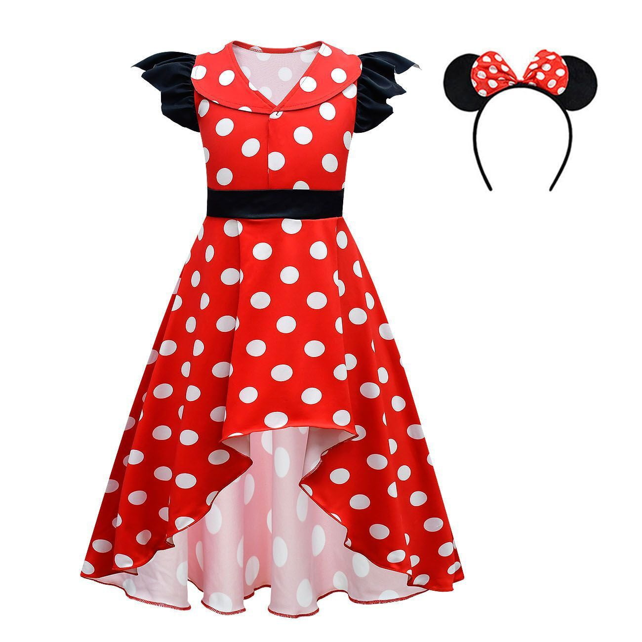 Girls Polka Print Embellished Party Dress