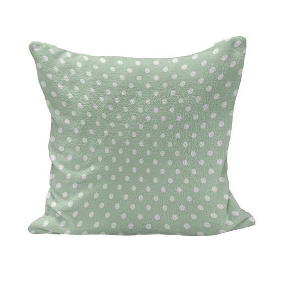 Polka Dot Fluffy Throw Pillow Cushion Cover, Classic Old Fashioned Repeated Circles Round Forms Retro Illustration, Decorative Square Accent Pillow Case, 16" x 16", Mint Green and White, by Ambesonne