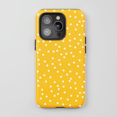 Polka Dot For All iPhone Series Tough Phone Case Simple Pattern Yellow White