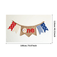 thumbnail image 1 of Polka Dot Gingham Fabric Banner with Felt Ball Trim and One Cookie Decoration, First Birthday Party Decorations, Party Backdrop, Photo Background, Event Decor, Birthday Party Supplies, 1 of 7