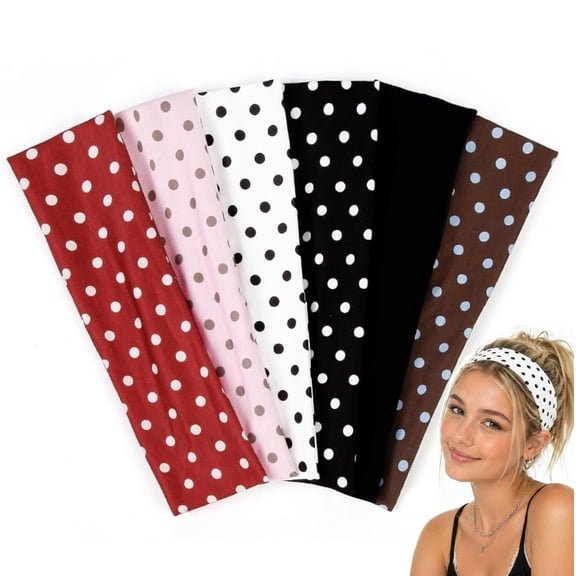 Polka Dot Headbands for Women Trendy Women Hair Accessories: Cute Head Bands for Women's Hair Fashion Hairbands 6PCS