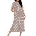 thumbnail image 1 of Polka Dot Housecoats for Women Short Sleeve Front Zipper Bathrobes Loose Lounge Loungewear Nightgown with Pockets, 1 of 7