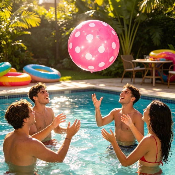Polka-Dot Inflatable Beach Ball,Colorful PVC Material with Standard Valve for Easy Inflation,Versatile Pool Toy for Parties Beaches and Outdoor Gatherings,Classic Summer Water Play Ball