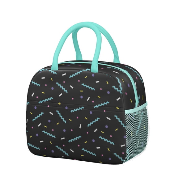 Polka Dot Insulated Lunch Bag – Classic Black and White Retro Dots Pattern Reusable Cooler Tote for Work and Picnic