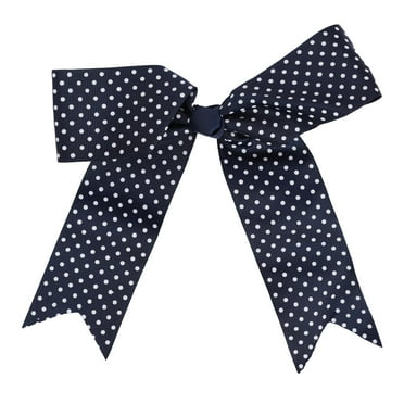 Motique Accessories Polka Dot Jumbo Bows with Tails for Women 1 Piece (Navy Small Polka)