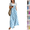 thumbnail image 1 of Polka Dot Jumpsuits for Women Summer Casual Boho Wide Leg Overalls Loose Fit Sleeveless Rompers with Pockets(Light Blue,L）, 1 of 8
