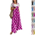 thumbnail image 1 of Polka Dot Jumpsuits for Women Summer Casual Boho Wide Leg Overalls Loose Fit Sleeveless Rompers with Pockets(Purple,XL）, 1 of 8