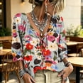 thumbnail image 1 of Polka Dot Lace Up Blouse Boho V Neck Lace Shirt Trendy Blouses Ruffle Trim Casual Loose Flowy Dressy Shirts, 1 of 5