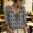 thumbnail image 1 of Polka Dot Lace Up Blouse Casual 3/4 Length Sleeve Tops V Neck Top Drawstring Ruffle 3/4 Sleeve Summer Casual Flowy Tops, 1 of 5