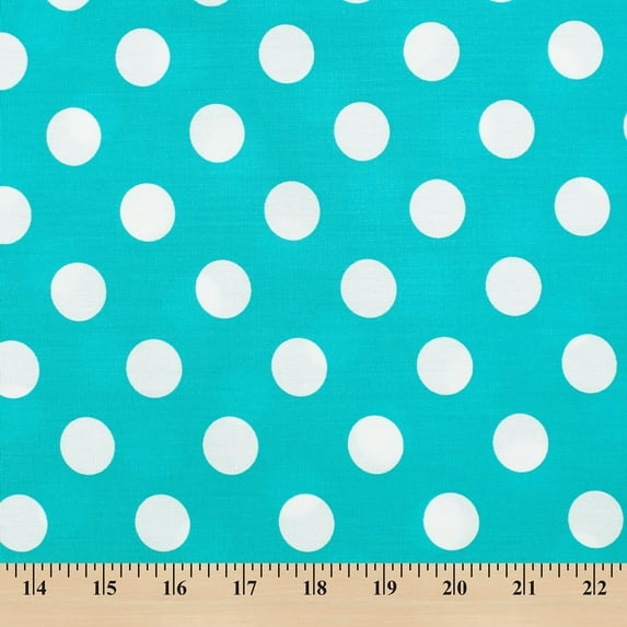 Polka Dot Large Printed Fabric Aqua / White 100% Cotton 58/60" Wide Sold By The Yard