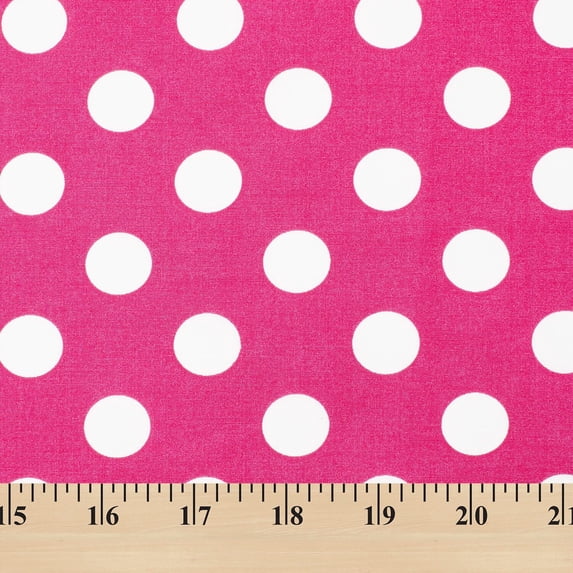 Polka Dot Large Printed Fabric Fuchsia / White 100% Cotton 58/60" Wide Sold By The Yard