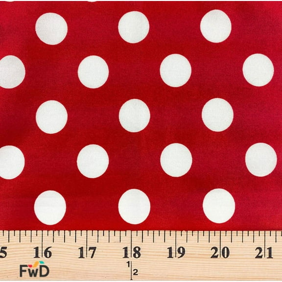 Polka Dot Large Printed Fabric Red / White 100% Cotton 58/60" Wide Sold By The Yard