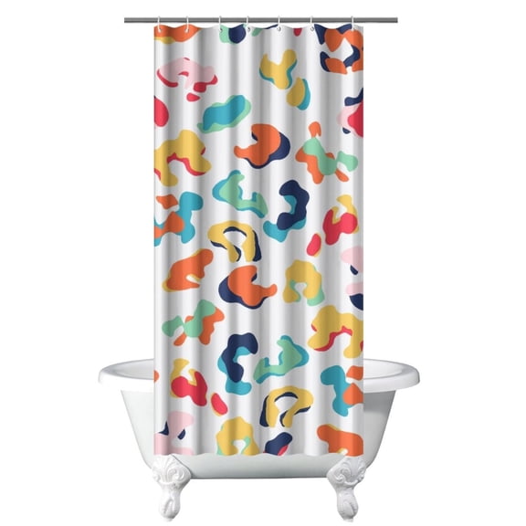 Polka Dot Leopard Shower Curtain Cheetah Print Unique Pattern Animal Spots Cartoon Abstract Cute Fashion Aesthetic Design Bathroom Decor Waterproof with Hooks