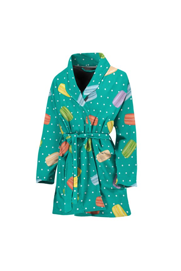 Polka Dot Macaron Pattern Women Bathrobe One Size Univeral Fits, Dots Fashion Lightweight Plush Fleece Long Robe For Women