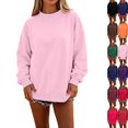 thumbnail image 1 of Polka Dot Mock Neck Sweatshirt Women Oversized Cute Fall Baggy Sweatshirt Casual, Long Sleeve, Loose Fit, Cozy, Soft, Cotton Sweaters Pink 2XL, 1 of 5