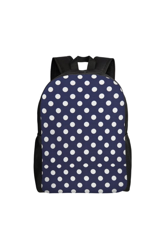 Polka Dot Navy Pattern Backpack Travel Bag For Men Women Lightweight Back Pack With Laptop Compartmen