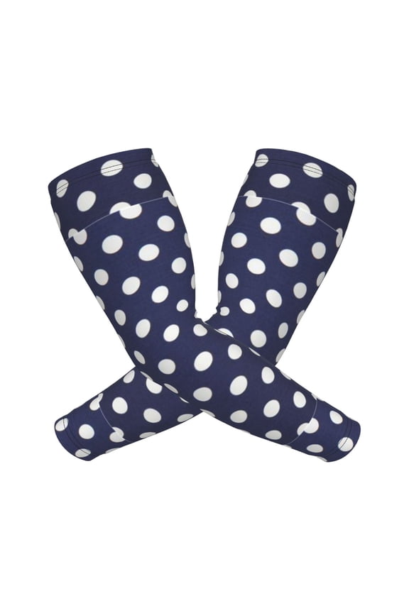 Polka Dot Navy Pattern Compression Sports Arm Sleeve Baseball Football Basketball For Men And Women