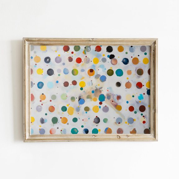 Polka Dot Painting Maximalist Apartment Above Couch Wall Poster, Unframed Paper Poster 8x10in
