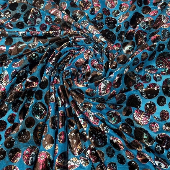Polka Dot Paisley Print Burnout Velvet