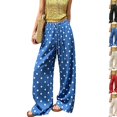 thumbnail image 1 of Polka Dot Pants for Women 2026 Summer Casual Drawstring Wide Leg Barrel Jeans Flowy Satin Silk Balloon Palazzo Pant,XXL,Blue, 1 of 8