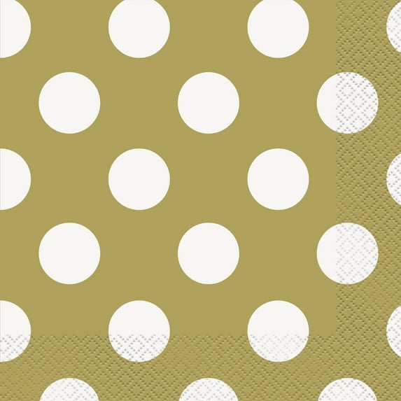 Polka Dot Paper Lunch Napkins, Gold, 16ct