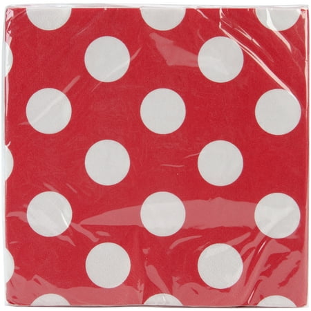 Polka Dot Paper Lunch Napkins, Red, 16ct