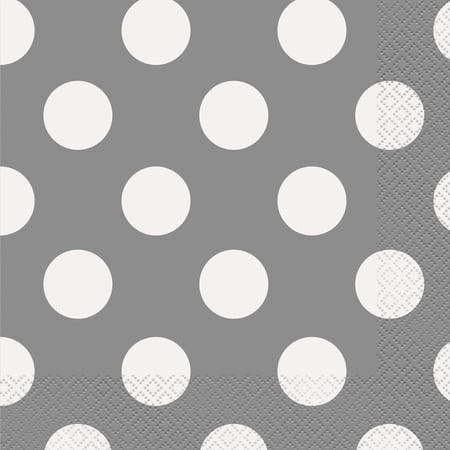 Polka Dot Paper Lunch Napkins, Silver, 16ct
