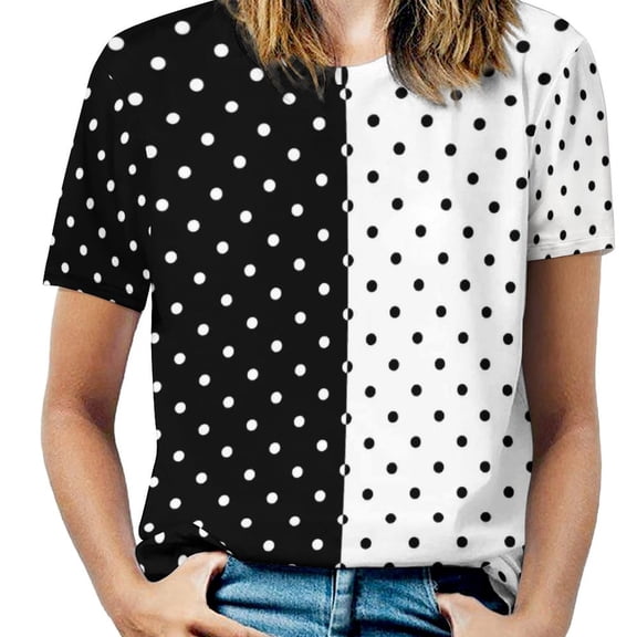 Polka Dot Pattern-1 Women's Short Sleeve T-Shirt Crew Neck Casual Summer Trendy Loose Fit Tops
