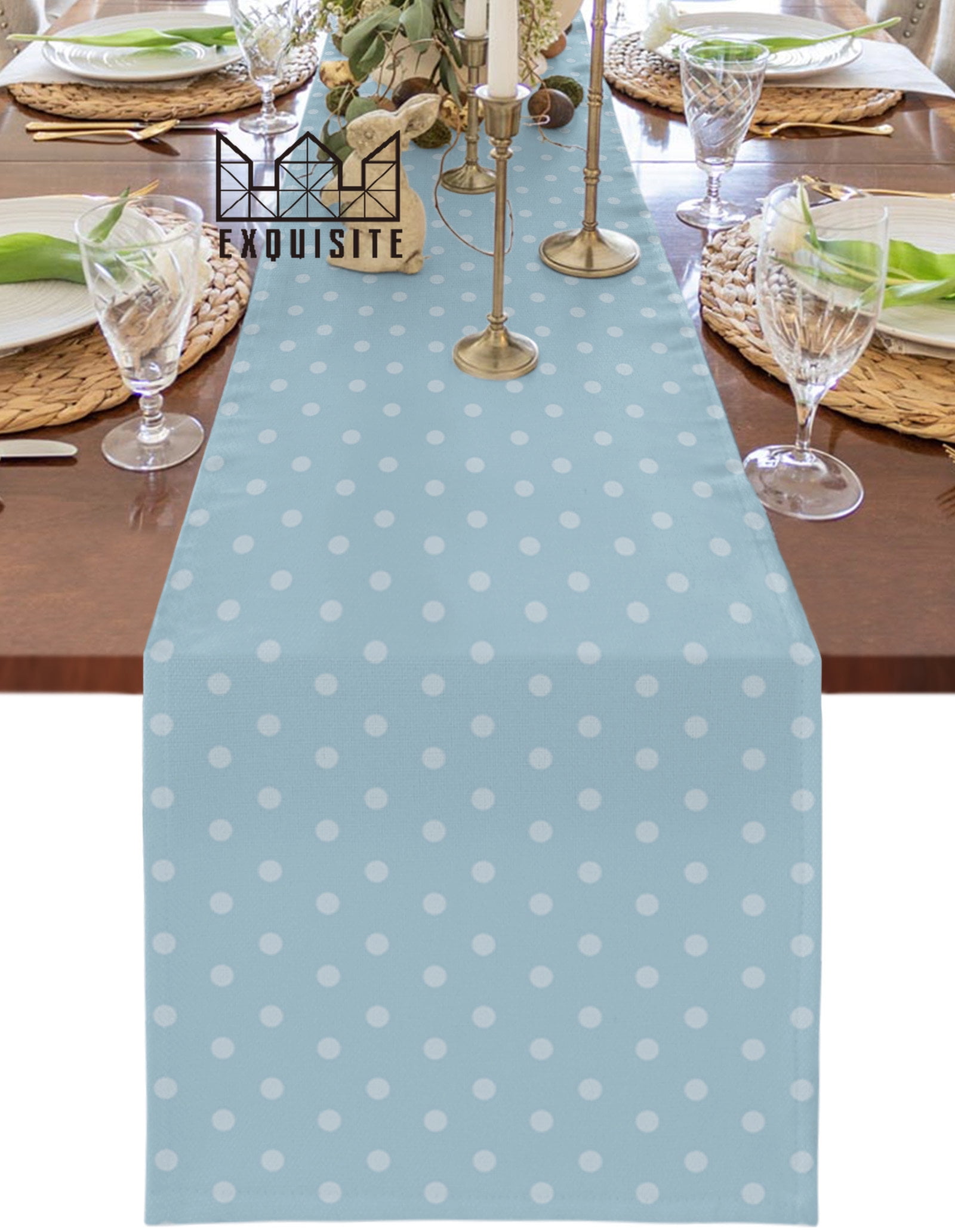 Polka Dot Pattern Blue Dinning Table ration Coffee Table r Wedding ...